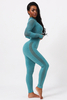 Conjuntos de yoga sin costuras para mujer, 2 piezas, camisetas de manga larga personalizadas, Fitness, gimnasio, deportes, entrenamiento, cintura alta, Leggings de control de barriga