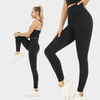 Mujeres Conjuntos de yoga sin costuras 2 piezas Estampado de leopardo negro Tops deportivos personalizados Gimnasio Gimnasio Entrenamiento deportivo Cintura alta Control de abdomen Leggings al por mayor