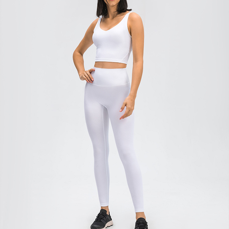 Leggings de yoga Entrenamiento personalizado de cintura alta sin costuras de gran tamaño acanalado con logotipo de impresión Leggings de gimnasio para mujeres