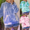 Mujeres de manga larga Tie Dye Casual Work Out Chill Ropa de ajuste superior para mujer Sudadera con capucha Pullover con bolsillos