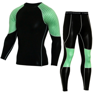 Traje deportivo nuevo traje deportivo para correr transpirable y que absorbe la humedad de secado rápido para hombres, traje de entrenamiento de dos piezas ajustado de manga larga