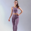 Conjuntos de yoga sin costuras para mujer, 2 piezas, personalizados, cintura alta, control de abdomen, a prueba de sentadillas, con bolsillos, al aire libre, talla grande, gimnasio, deportes, entrenamiento, mallas